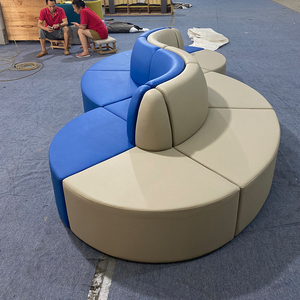 Bộ ghế sofa tiếp khách hình chữ S hiện đại bằng da, thiết kế cong, kết hợp tự do, mở rộng vô hạn, dùng cho văn phòng & khách sạn - Product Image 3