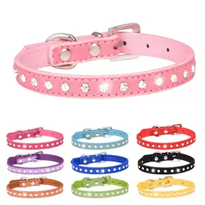 Hot Selling Dog Products With Diamond Inlaid Soft Velvet Pet Rhinestone Dog Collar Small Cat Collar Traction Rope Set