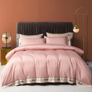 Ropa de cama de algodón de estilo conciso, juego de sábanas ajustadas para cama