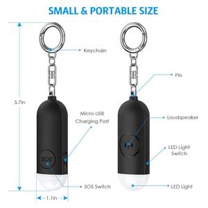 <span class=keywords><strong>Alarme</strong></span> personnelle compacte rechargeable USB à sirène puissante et lumière stroboscopique LED, porte-clés pour la sécurité des femmes en <span class=keywords><strong>marche</strong></span> nocturne – Meilleure vente - Product Image 1