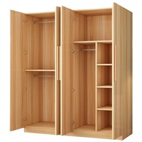 Armoire moderne nordique à 4 portes en bois massif, design autoportant et montage simple pour le rangement des vêtements dans la chambre