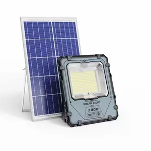 Novo design de alumínio fundido para exterior IP65 portátil à prova d'água 100W 200W 300W holofote solar com sensor de movimento