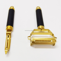 Ensemble de 2 pièces d'éplucheur de cuisine multifonctionnel en acier inoxydable plaqué or et titane râpe à pommes de terre éplucheur déchiqueteur