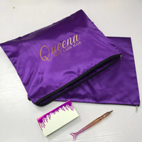 Sac d'emballage personnalisé en satin de soie haut de gamme avec fermeture éclair rangement de vêtements pochette d'emballage en satin pour perruque de cheveux cadeau