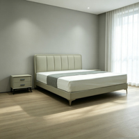 Lit moderne écologique rembourré en cuir, taille King, avec cadre métallique réglable, ensemble de meubles de chambre de luxe, garantie de 3 ans