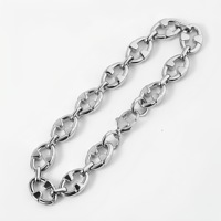 Bracelet chaîne en acier titane fait main, design ovale creux 'nez de cochon', bijou simple et tendance de style européen pour couple