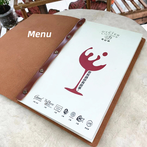 Menú de restaurante de hotel hecho a mano, libro de menú vintage de cuero suave marrón, soporte para menú de <span class=keywords><strong>comida</strong></span> y vino - Product Image 1