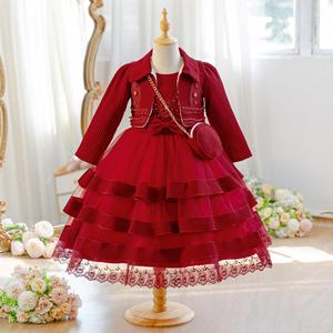 Abito <span class=keywords><strong>da</strong></span> Principessa Bianco in Tulle per Bambine, Set 3 Pezzi con Giacca e Mini Borsa - Product Image 3