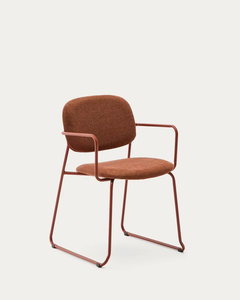 Manufacturer Direct Comfortable Chenille Upholstered <b>Armchair</b> Colorful <b>Dining</b> Chair with Sturdy Iron Frame Detachable Features - Product Image 1