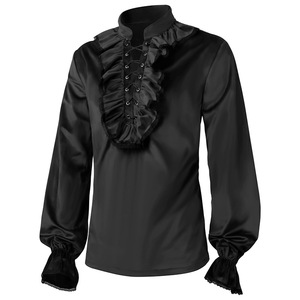 Camisa Pirata Medieval Steampunk, Disfraz de Príncipe para Cosplay, Drama, Escenario, Tops, Nuevo Disfraz Renacentista para Hombre, Manga Larga con Volantes y Cordones - Product Image 1