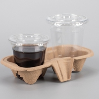 Fournitures pour restaurants à emporter : Plateau porte-gobelets en pulpe de café biodégradable, en papier durable, pour 2/4 gobelets, pour café à emporter