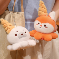 Porte-clés en peluche poulpe cornet de glace 18 cm, 4 styles (renard, lapin, canard, phoque), breloque de sac à dos, mini jouet animal d'arcade