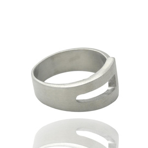 Geometric <b>Titanium</b> Steel Hollow <b>Ring</b> Silver Men's Fashion Jewelry Gift 21001 - Product Image 5