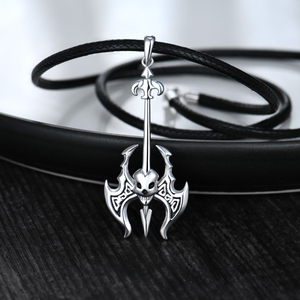 <span class=keywords><strong>925</strong></span> in <span class=keywords><strong>argento</strong></span> Sterling collana pendente con lancia teschio in stile Punk gotico catena in pelle processo di annerimento collana gioielli per uomo - Product Image 2