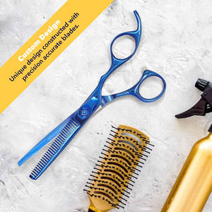 Tijeras para Adelgazar el Cabello, Doradas, F6, 6.0 Pulgadas, Acero Inoxidable, Punta Redonda, Mango Largo, Tijeras Planas para Corte Profesional - Product Image 1