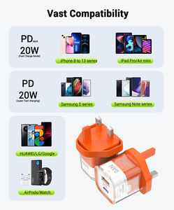 Chargeur mural USB-C 20W PD de type C avec prise US EU UK, adaptateur secteur USB pour <span class=keywords><strong>iPhone</strong></span> 16 15 14 13 <span class=keywords><strong>12</strong></span> 11 Pro Max, directement de l'usine - Product Image 4