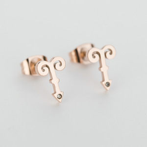 Key Shape Stud <b>Earrings</b> Gold Rose Gold Claw Setting Stainless Steel <b>Post</b> Gift For Women - Product Image 2