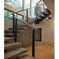 Offre Spéciale en usine Design moderne intérieur Mono Stringer escalier appartement escalier bande de roulement contremarche en bois massif U L forme escalier