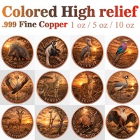Pièce de monnaie en cuivre pur 999 de 5 oz, puissante, série Animaux de la Savane Africaine, couleur haute définition, édition UV préférée