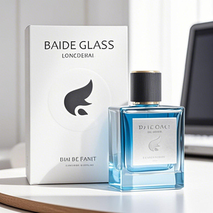 Factory Square Perfume <b>Spray</b> <b>Bottle</b> <b>Empty</b> Crimp Rectangle Blue 30ml 50ml 100ml Glass Flat Perfume <b>Bottle</b> With Metal Label - Product Image 3