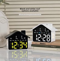 Reloj Despertador Electrónico LED de Plástico con Forma de Casa, Diseño Simple Multifuncional, Luz Nocturna