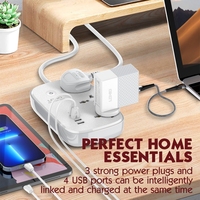 Regleta de Enchufes Eléctrica LDNIO SCW3451 con Puertos USB, Enchufe Universal para Reino Unido, UE y EE. UU., Regleta Eléctrica Inteligente WIFI