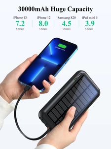ソーラーモバイルバッテリー <span class=keywords><strong>40800mAh</strong></span> 大容量 【22.5W/PD18W 4本ケーブル内蔵】 モバイルバッテリー 急速充電 4台同時充電 Qi ワイヤレス - Product Image 2