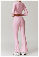 Vêtements de sport pour la remise en forme, vêtements de sport pour la salle de sport, t-shirt de sport hautement extensible, pantalon de yoga évasé taille haute, ensemble de yoga pour l'entraînement