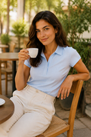 Polo décontracté personnalisé pour femme, manches courtes, 100 % coton, tissu 200 GSM, performance professionnelle, T-shirt polo pour femme d'affaires