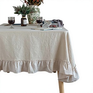 Mantel de Algodón Tejido de Alta Calidad con Borde con Volantes, Color Sólido, Estilo Pastoral, Lavable, para Uso Doméstico, Precio al por Mayor - Product Image 3