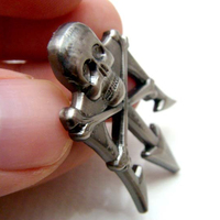 Badge d'écusson crâne, rétro, en métal, revers