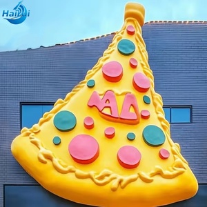 Escultura de <span class=keywords><strong>Pizza</strong></span> Hiperrealista de Fibra de Vidrio con Aderezos de Salchicha y Champiñones, Pintada a Mano, Decoración Artística para Restaurantes Comerciales - Product Image 4