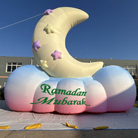 Ramadan Mubarak et prière de l'Aïd Lune lumineuse géante gonflable avec affichage de cour décoratif en nuage pour les événements musulmans