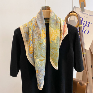 ผ้าพันคอไหม Nayue Silk Friends Tropical Jungle แบบสองด้าน ผ้าพันคอไหมผสมขนสัตว์ 61-70% ลายพิมพ์ทวิลล์ ผ้าคลุมไหลอุ่นๆ สำหรับผู้หญิง - Product Image 2