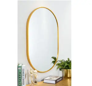 Miroir mural ovale en aluminium, long et bon marché, 4 pièces, 3mm, 5mm, pour salle de bains, or, noir