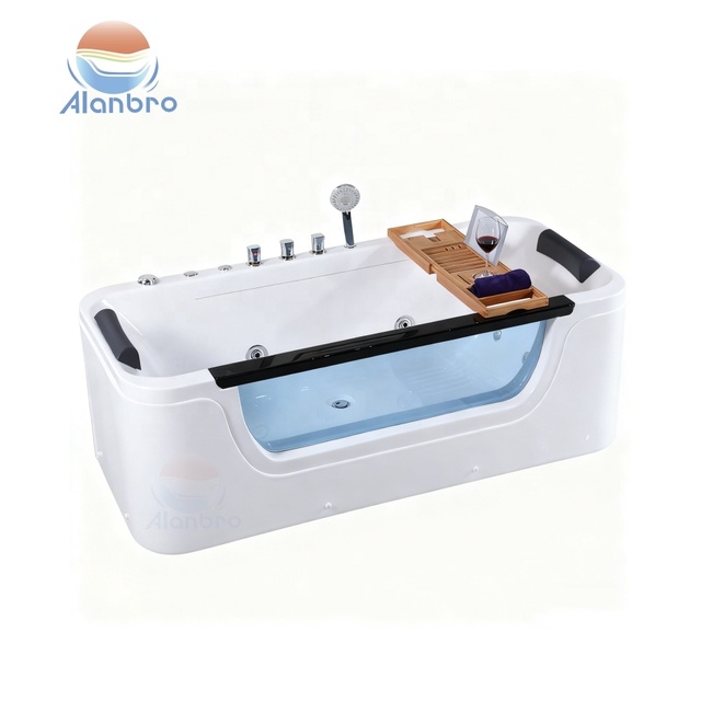 Freestanding Square Indoor Bathroom Corner Acrylic Bathtub with Air Massage Waterfall Whirlpool Spa Features