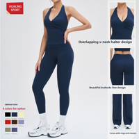 Ensemble de vêtements de sport 2 pièces en nylon brossé et élasthanne pour femmes, tenue décontractée de yoga, survêtement de sport, tenue de course à pied