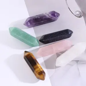 Reiki pedra natural de cura sete chakra, coluna de cristal hexagonal, conjunto de pedra de yoga