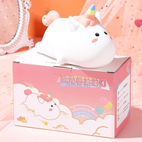 Lampu Malam Silikon Unicorn Kartun Lucu dengan Remote Control, Timer, Dapat Diredupkan, Lampu LED Hangat, Dapat Diisi Ulang USB untuk Hadiah Kamar Tidur Anak