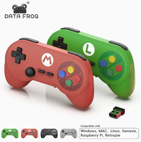 Data Frog PC07 Retro Wireless Gamepad with Dual Receiver, Classic Controller for PC DInput, Android, Arcade Emulators