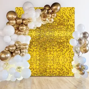 Gold Shimmer Wall Backdrop Panels Glitter Wall Decor Sparkly Party Supplies Decorations Sequin Backdrop