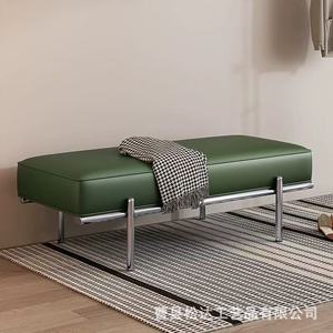Tabouret à chaussures de style rétro, minimaliste et luxueux, adapté à un usage domestique, à l'entrée, à la zone de changement de chaussures, en cuir véritable - Product Image 3