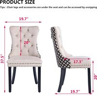 Ensemble de 6 chaises de salle à manger modernes en velours capitonné de qualité professionnelle avec garniture cloutée pour projets hôteliers et de restauration - Usine OEM/ODM