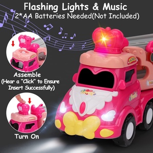 5-en-1 rose <span class=keywords><strong>princesse</strong></span> Transport voiture transporteur camion enfant en bas âge jouets lumières musique dessin animé caractéristiques roue libre jouet voiture pour filles en plastique - Product Image 2