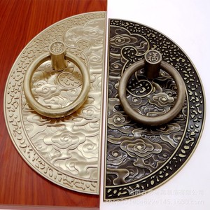 Ancient Art Antique Bronze <b>Door</b> <b>Handles</b> <b>Round</b> Copper Plated Surface-mounted General Use - Product Image 3