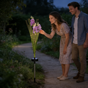Fiori Solari Artificiali da Esterno Impermeabili, Luci Solari Decorative a Forma di Paletto per Giardino, Colore Lilla - Product Image 2
