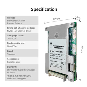 Yanyang 48V 13S 40A draagbare voeding Lifepo4 3.7V ternair batterijbeheersysteem voor <span class=keywords><strong>2</strong></span>/3-wiel elektrische voertuigen en JCB - Product Image 2