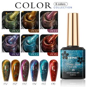 JTING Collection de Gels Effet Œil de Chat 6 Couleurs Flower Secret, Graphiques Magnétiques, Effet Fort, Paillettes Réfléchissantes, Vernis à Ongles Gel Effet Œil de Chat - Product Image 4