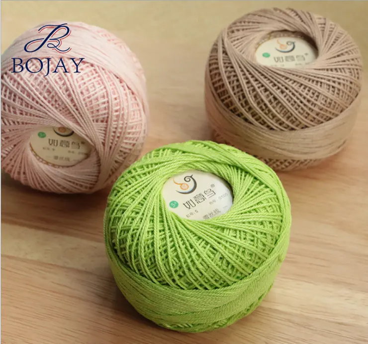 Bojay 0.8MM thickness Lace 100% Cotton Yarn #5 for Crochet baby sweaters, handbag and socks