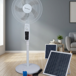 <b>Solar</b> Fan 16 Inch with 18V <b>Solar</b> <b>Panel</b> Rechargeable DC <b>12V</b> 9000AH Battery Stand Fan 3-Speed Regulation and Night Light - Product Image 2